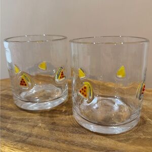 Set of World Market Pizza Charm Old Fashioned Glass
